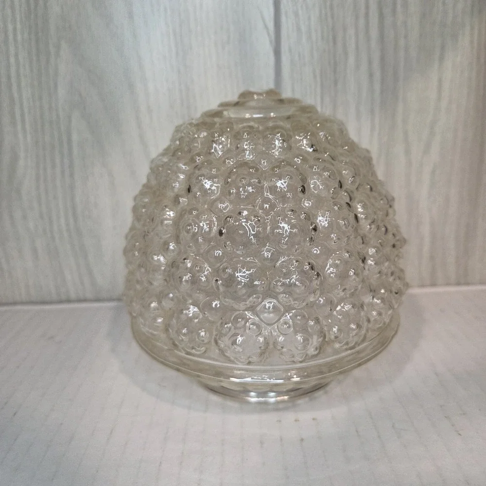 Vintage MCM Beehive Acorn Glass Globe Light Shade w/ Brass 3-1/4